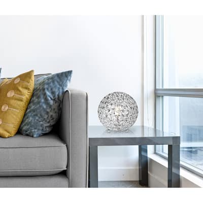 Elegant Designs Crystal Ball Sequin Chrome Table Lamp