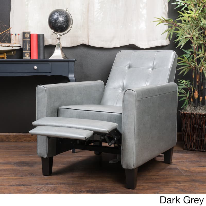Ethan Tufted Bonded Leather Recliner Chair by Christopher Knight Home - Grey