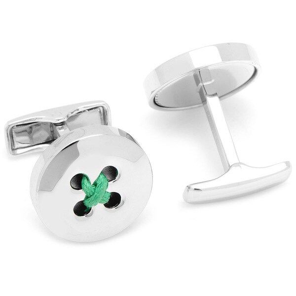 Green Question Mark .925 Sterling Silver Cuff Links