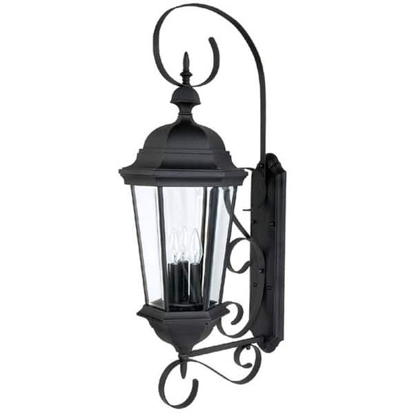 slide 1 of 1, Carraige House 3-light Black Outdoor Wall Lantern
