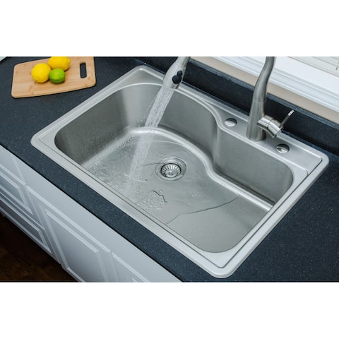 Drop In Kitchen Sinks Online At Our Best Deals Wells Sinkware 18 Gauge Offset Single Bowl Topmount Stainless Steel Kitchen Sink Package
