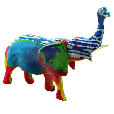 Handmade Recycled Flip Flop Rubber Elephant Statue (Kenya)