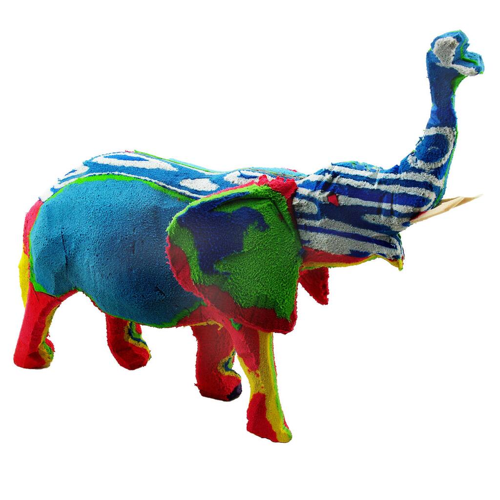 Handmade Recycled Flip Flop Rubber Elephant Statue (Kenya)