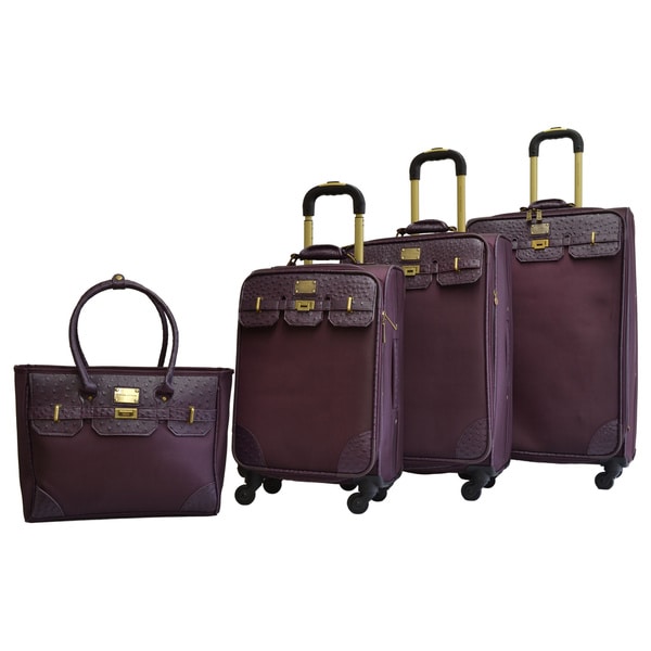 Shop Adrienne Vittadini Faux Linen 4-piece Expandable Spinner Luggage ...