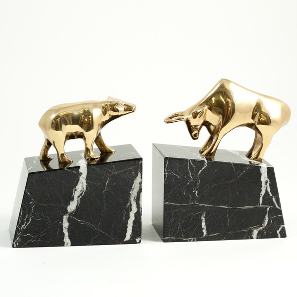 Stock Market Bull and Bear Bookends