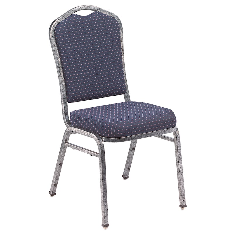 9300 Series Fabric Stack Chairs - 4 Pack - Diamond Navy Fabric on Silvervien Frames