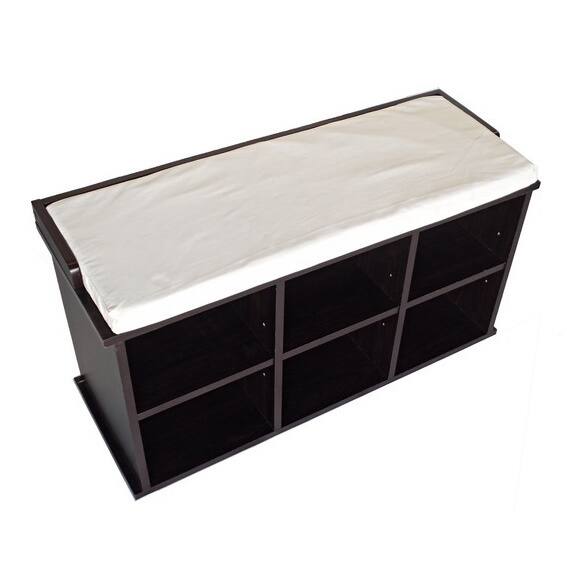 Kendal 6-cell Espresso/ White Cushion Shoe Bench