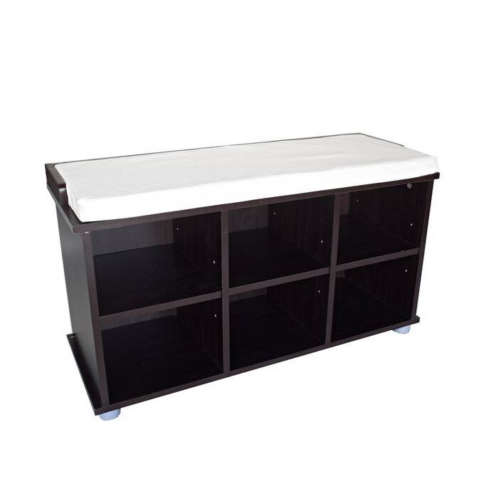 Kendal 6-cell Espresso/ White Cushion Shoe Bench