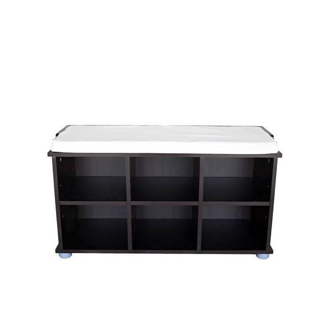 Kendal 6-cell Espresso/ White Cushion Shoe Bench
