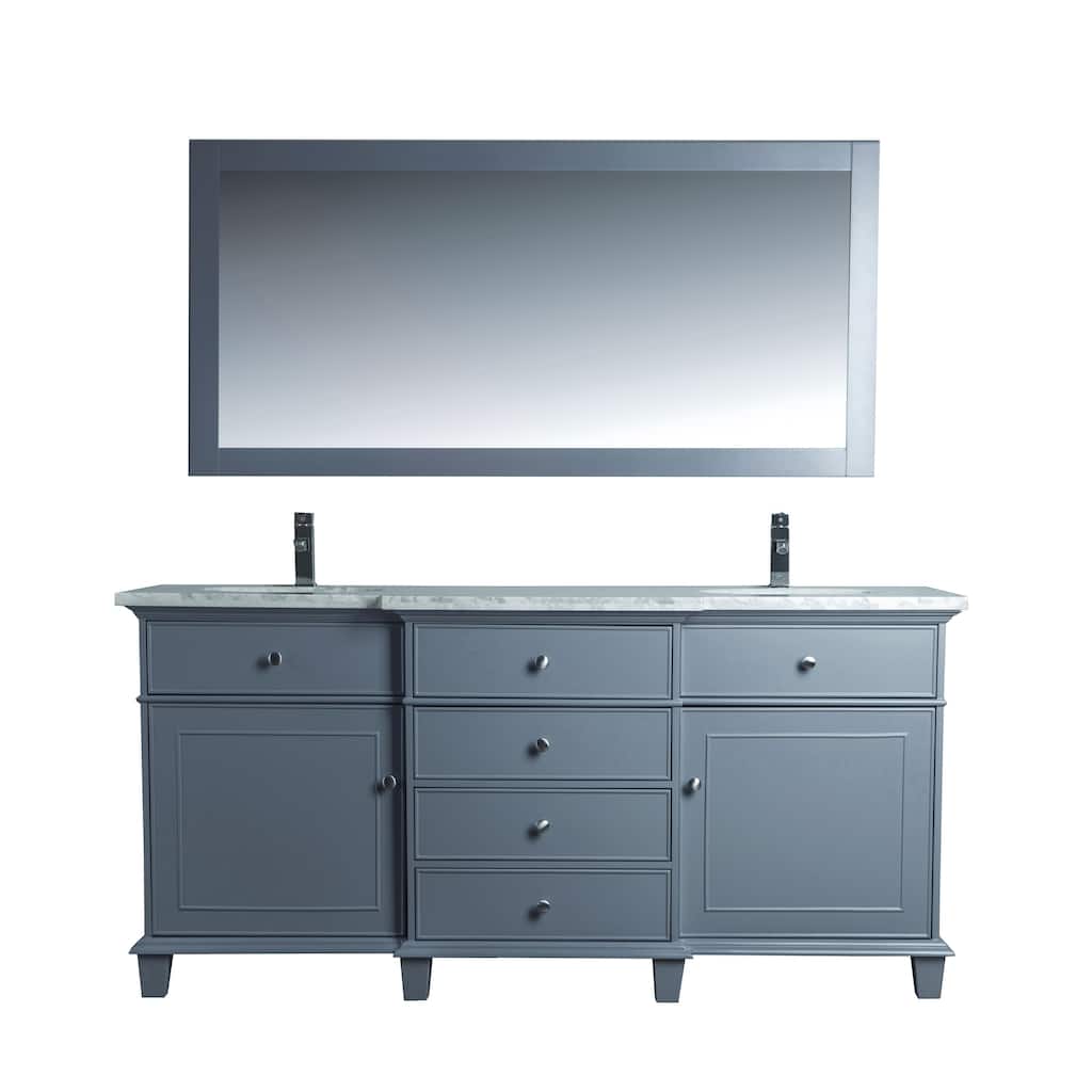 Stufurhome Cadence Grey 72-inch Double Sink Bathroom Vanity with Mirror