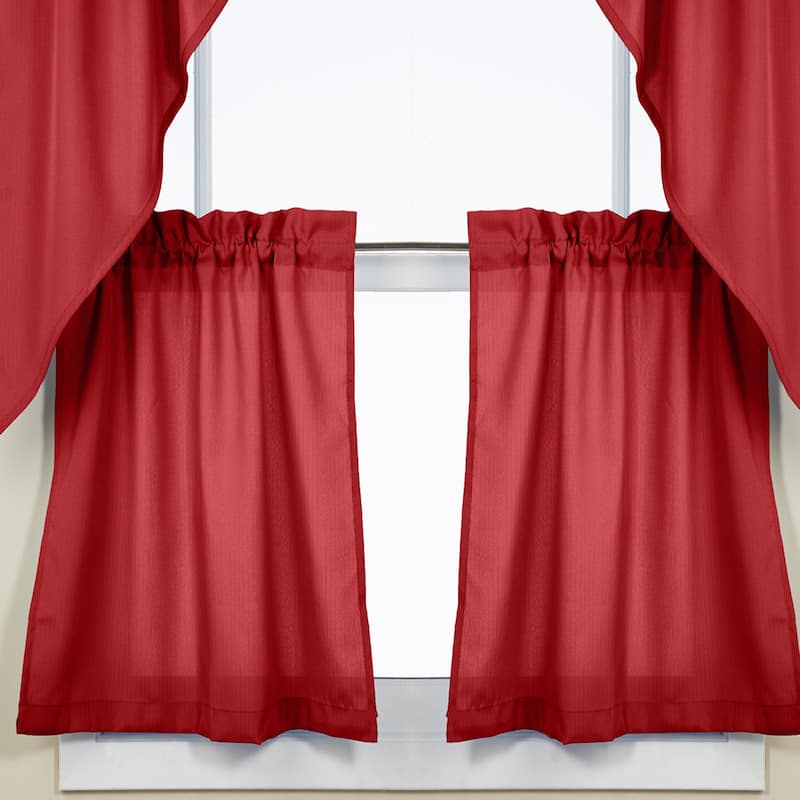 Opaque Wine Ribcord Kitchen Curtain Pieces - Tiers/ Valances/ Swags