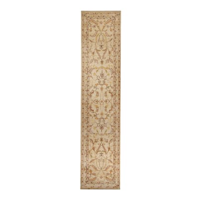 Handmade One-of-a-Kind Vegetable Dye Oushak Wool Rug (Afghanistan) - 2'6 x 11'2