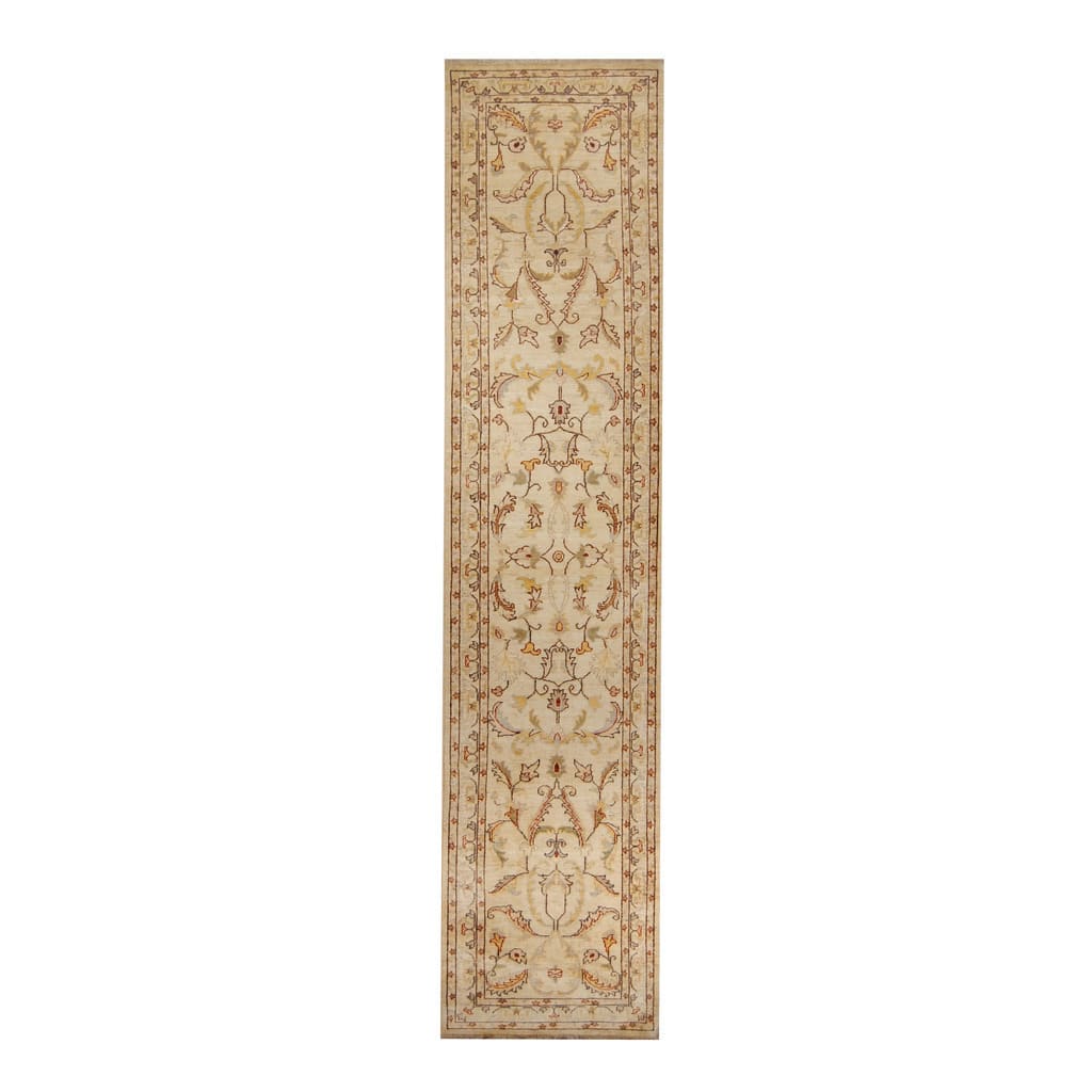 Handmade One-of-a-Kind Vegetable Dye Oushak Wool Rug (Afghanistan) - 2'6 x 11'2