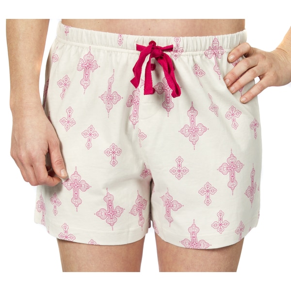 Shop Leisureland Women's Khaki and Pink Falling Cross Print Cotton