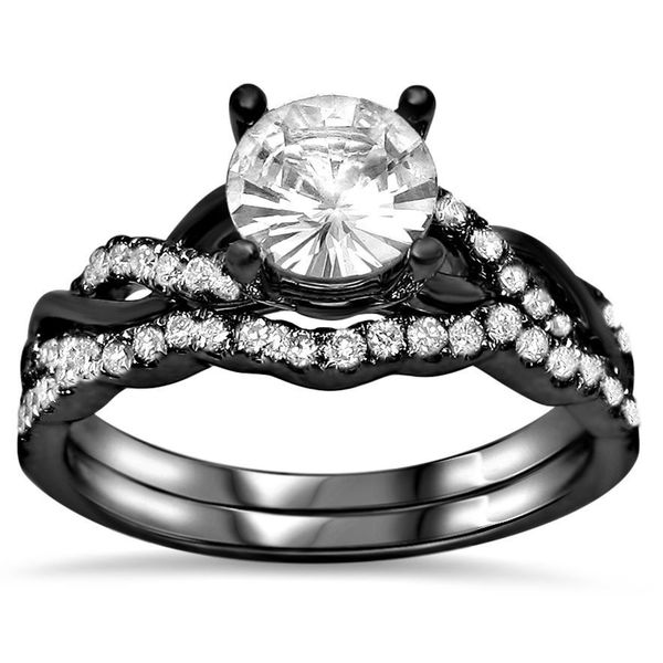 noori 14k black gold 25ct tdw diamond and round cut white sapphire engagement - White Sapphire Wedding Ring Sets noori 14k black gold 25ct tdw diamond and round cut white sapphire engagement - White Sapphire Wedding Ring Sets