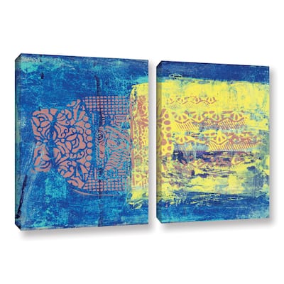 ArtWall Elena Ray ' Blue With Stencils 2 Piece ' Gallery-Wrapped Canvas Set - Multi