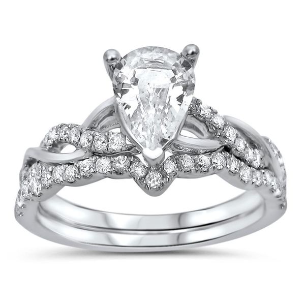 noori 14k white gold 25ct tdw diamond and pear cut white sapphire engagement - White Sapphire Wedding Ring Sets noori 14k white gold 25ct tdw diamond and pear cut white sapphire engagement - White Sapphire Wedding Ring Sets