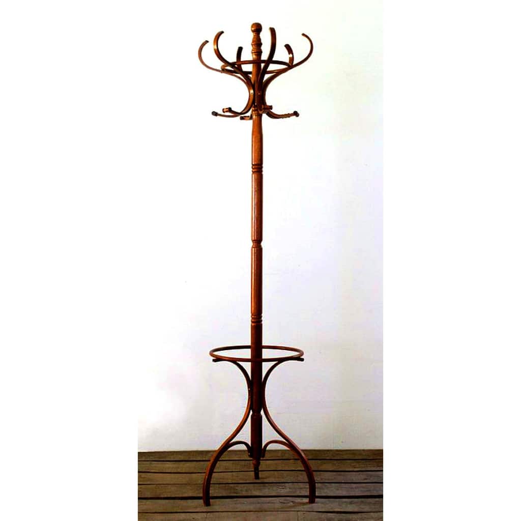 Bentwood 5 Arm Hall Tree Coat Rack with Umbrella Stand - 71"h x 17.75"w x 17.75"d