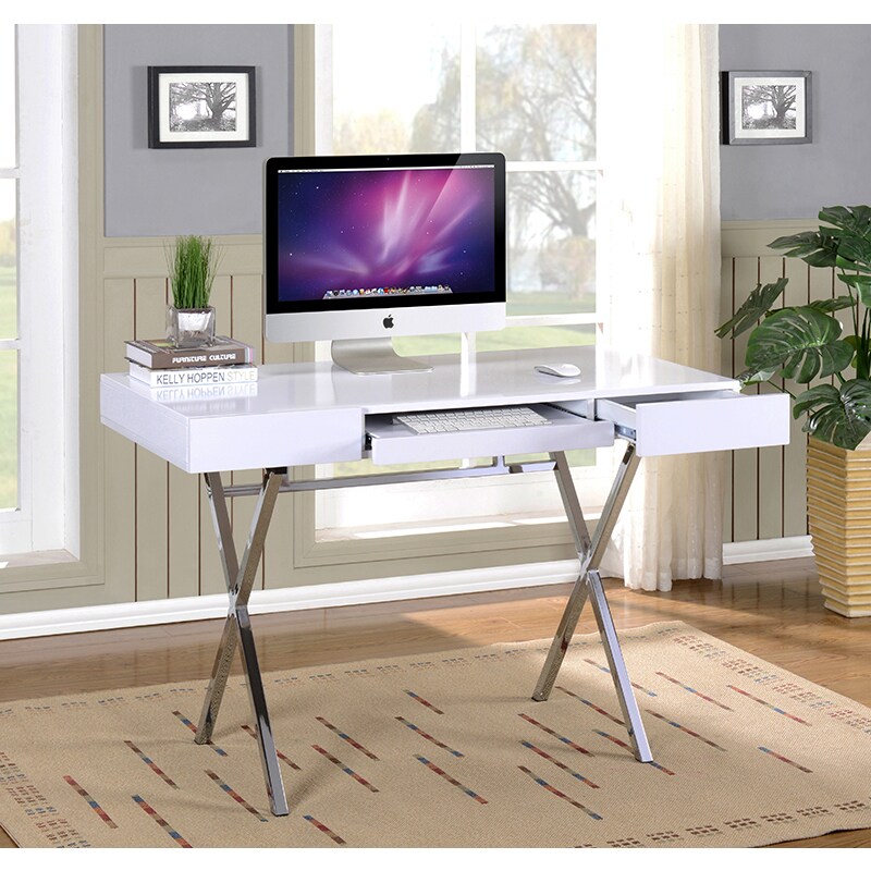 White/Chrome Home Office Desk