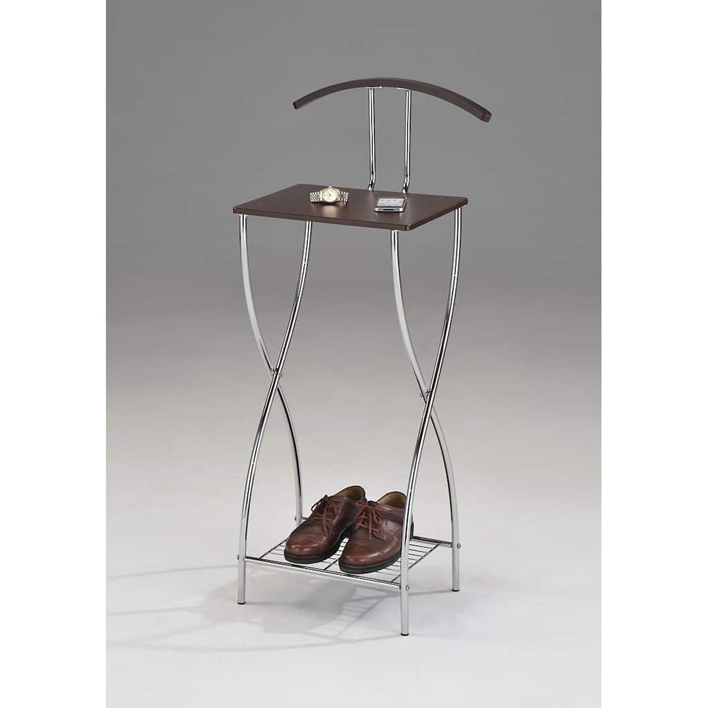 K & B CH-4629 Valet Chrome / Walnut Finish