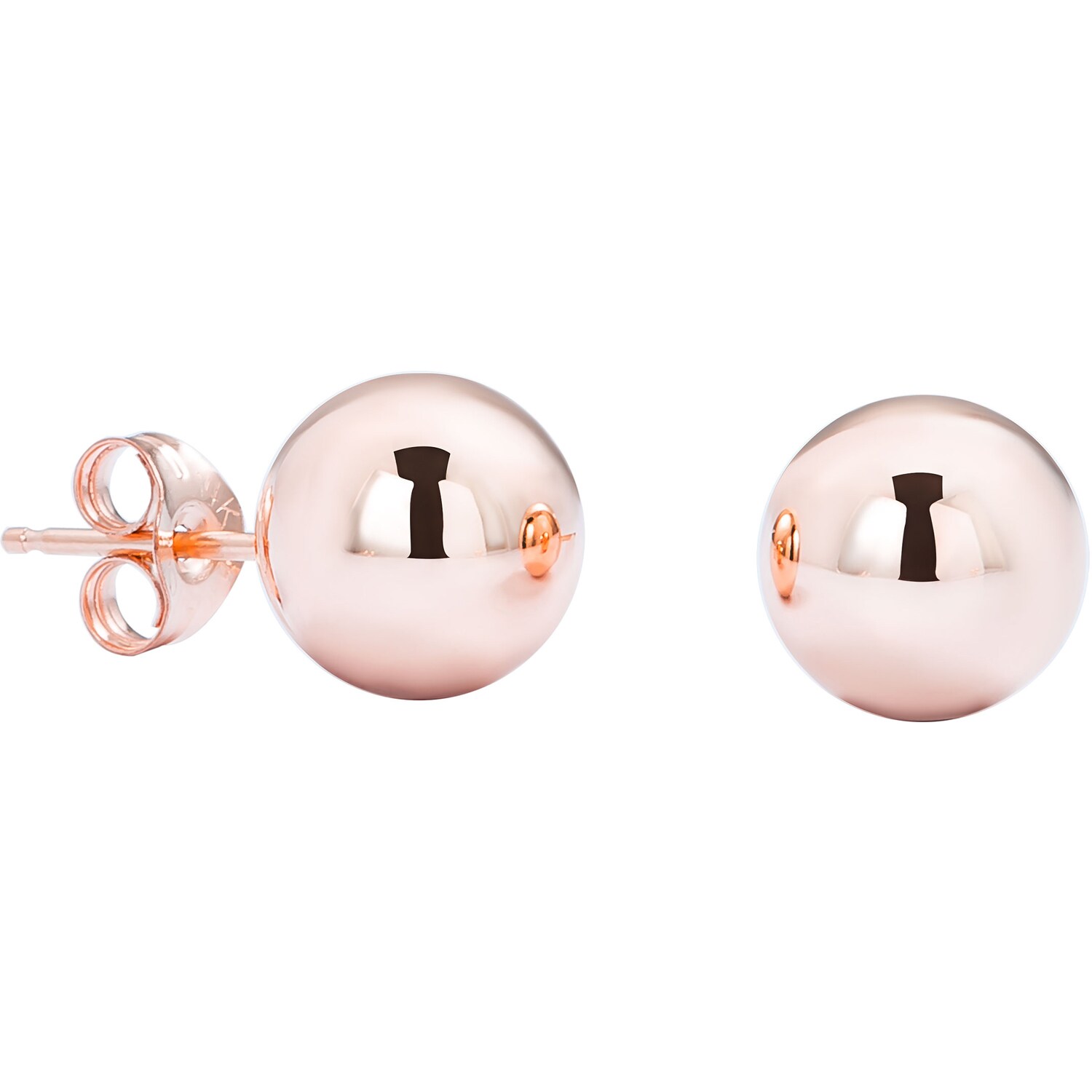 6mm 14 Karat Rose Gold Round Bead Ball Stud Earrings