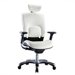 slide 3 of 5, GM Seating Ergolux Leather Swivel Office Chair with Headrest White - White Finish