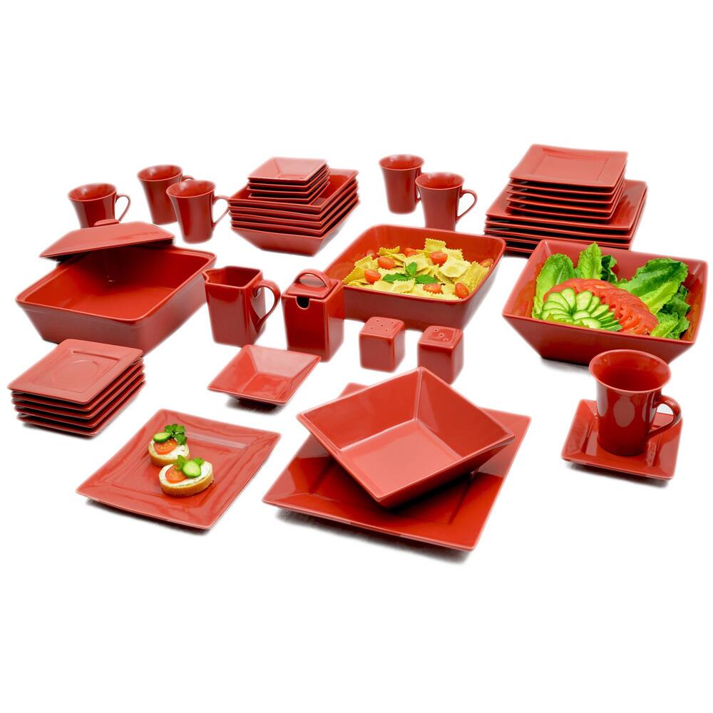 10 Strawberry Street Vivo Red Square 45-piece Dinner Set