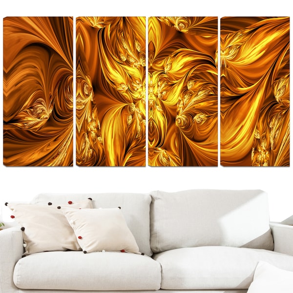 Design Art 'Molten Gold Exchange' 48 x 28-inch 4-panel Abstract Canvas