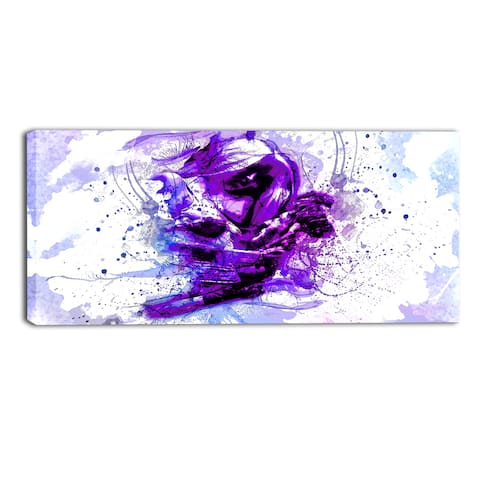Design Art 'Purple Abstract Embrace' 32 x 16-inch Sensual Canvas Art Print
