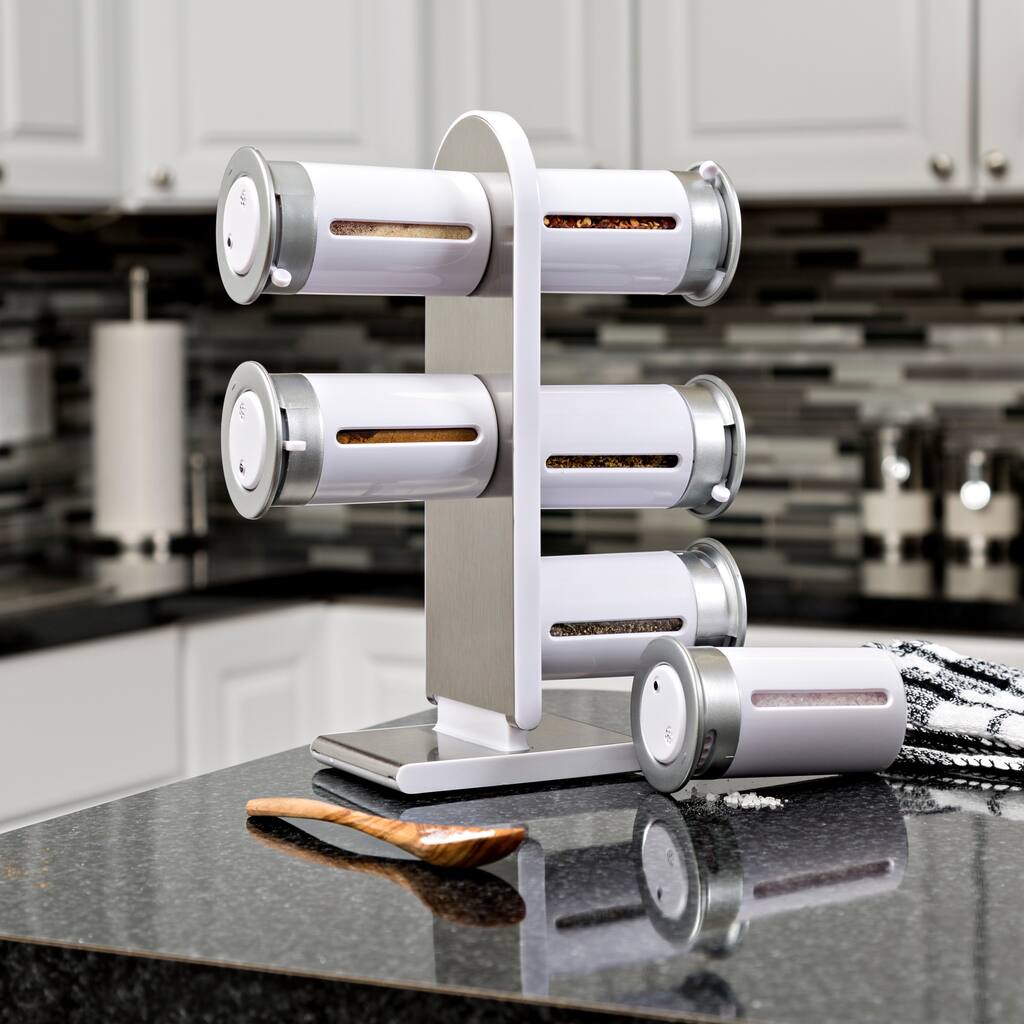 Honey Can Do Zero Gravity Countertop Magnetic Spice Stand, White/ Silver