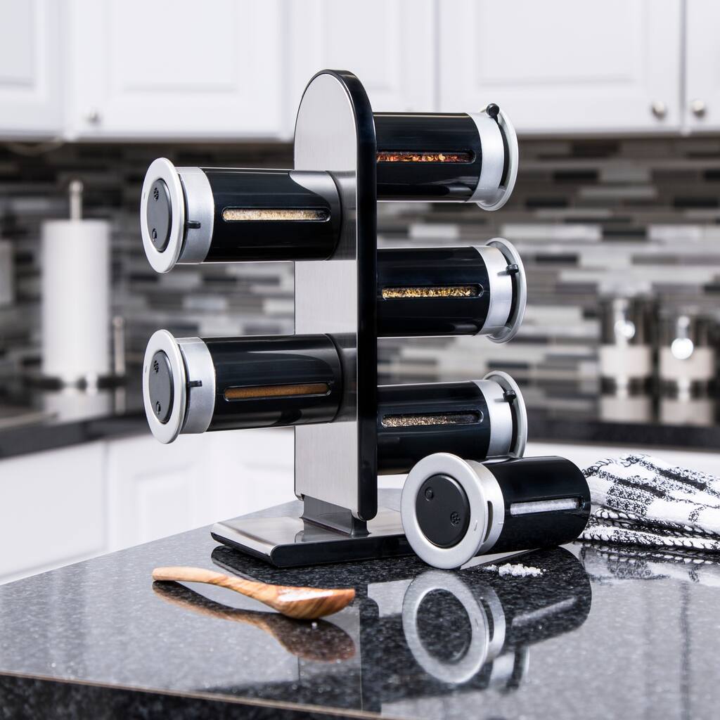 Honey-Can-Do Zero Gravity Countertop Magnetic Spice Stand, Black
