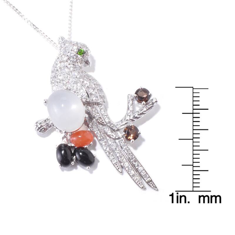 Sterling Silver 8 1/2ct White Moonstone Parrot Necklace