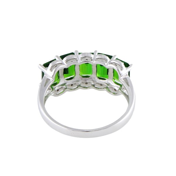 Pinctore Sterling Silver 1.90ctw Tsavorite Five-Row Band Ring