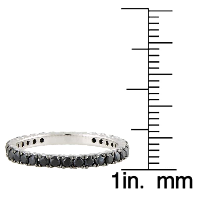 Sterling Silver 1ct Black Spinel Etenity Band Ring