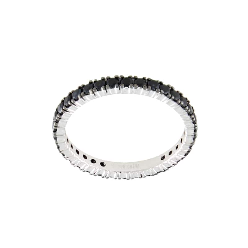Sterling Silver 1ct Black Spinel Etenity Band Ring