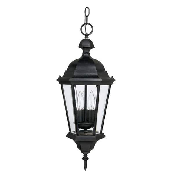 slide 1 of 1, Carraige House 3-light Black Hanging Outdoor Lantern