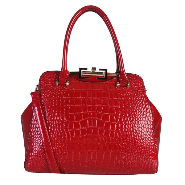 Shop Rimen and Co. Patent Leather Crocodile Texture Satchel Handbag ...