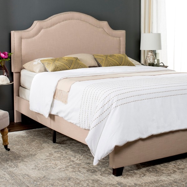 Light beige store upholstered bed