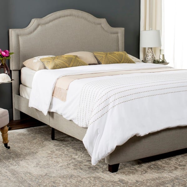 Safavieh Theron Light Gray Queen Upholstered Bed Safavieh Theron Light Gray Queen Upholstered Bed