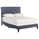 preview thumbnail 2 of 5, SAFAVIEH Hathaway Navy Linen Upholstered Tufted Rolled Back Bed (Queen)