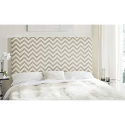 SAFAVIEH Ziggy Grey/ White Upholstered Chevron Headboard (Full)