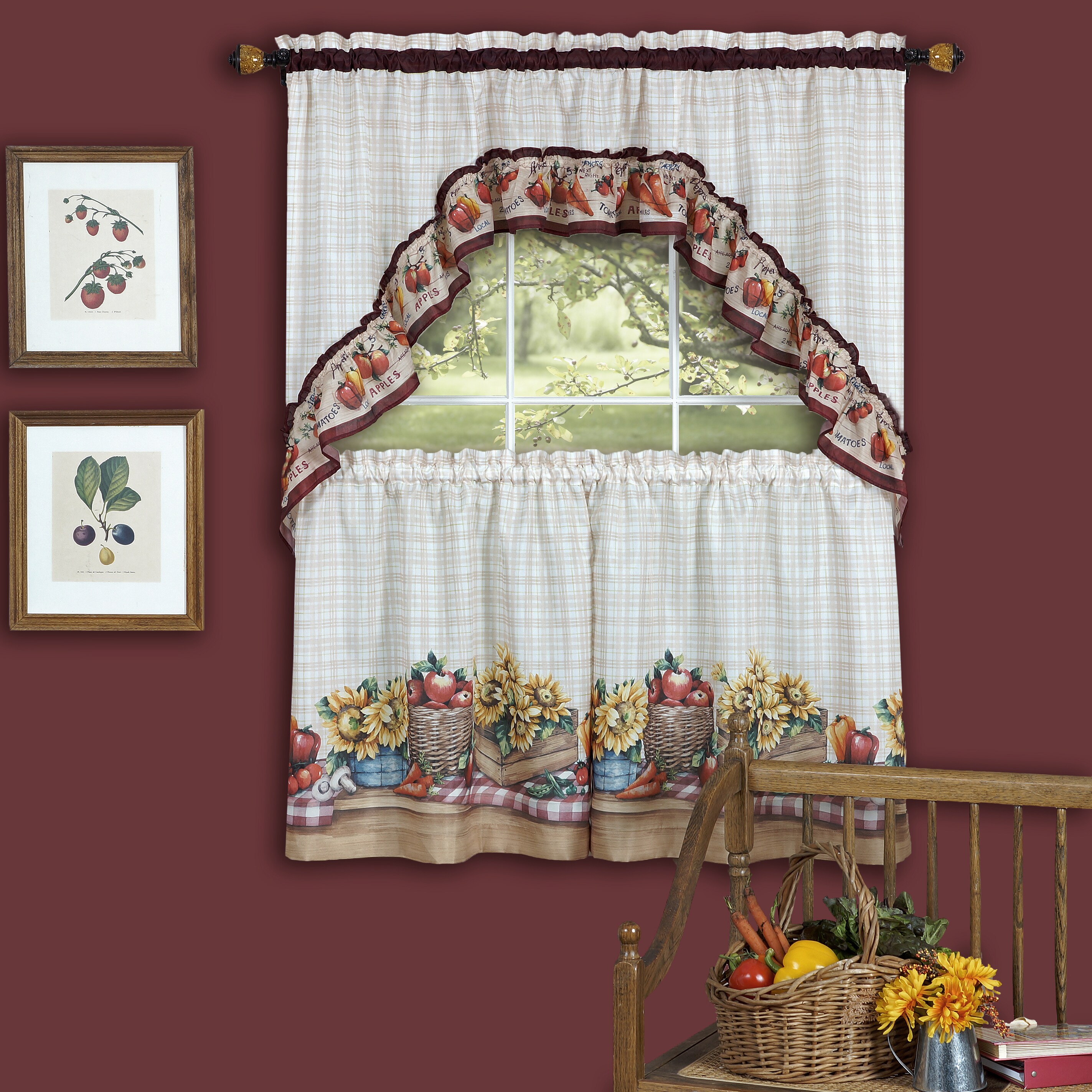 Shop Traditional Two Piece Tailored Tier And Swag Window Curtains