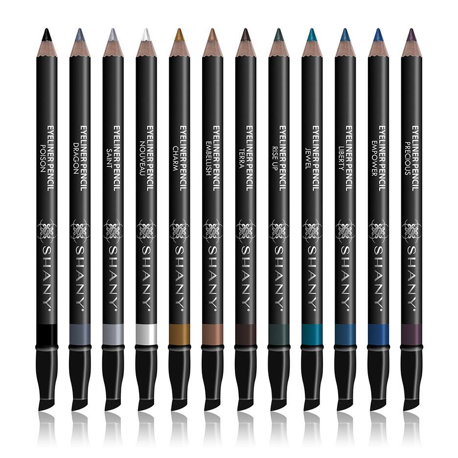 SHANY Slim Eye Liner 12-shade Pencil Set with Vitamin E and Aloe Vera with Storage