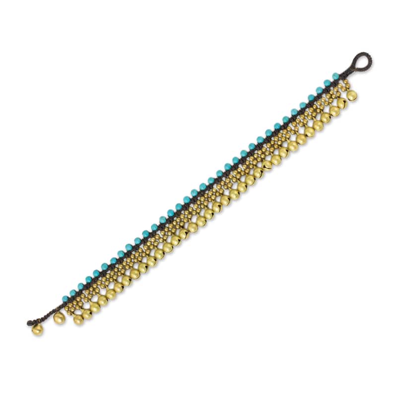 Handmade Brass 'Blue Bells' Calcite Anklet (Thailand)
