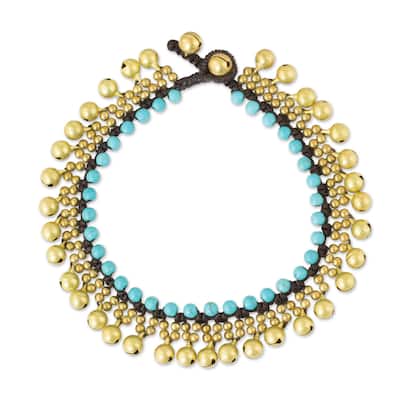 Handmade Brass 'Blue Bells' Calcite Anklet (Thailand)