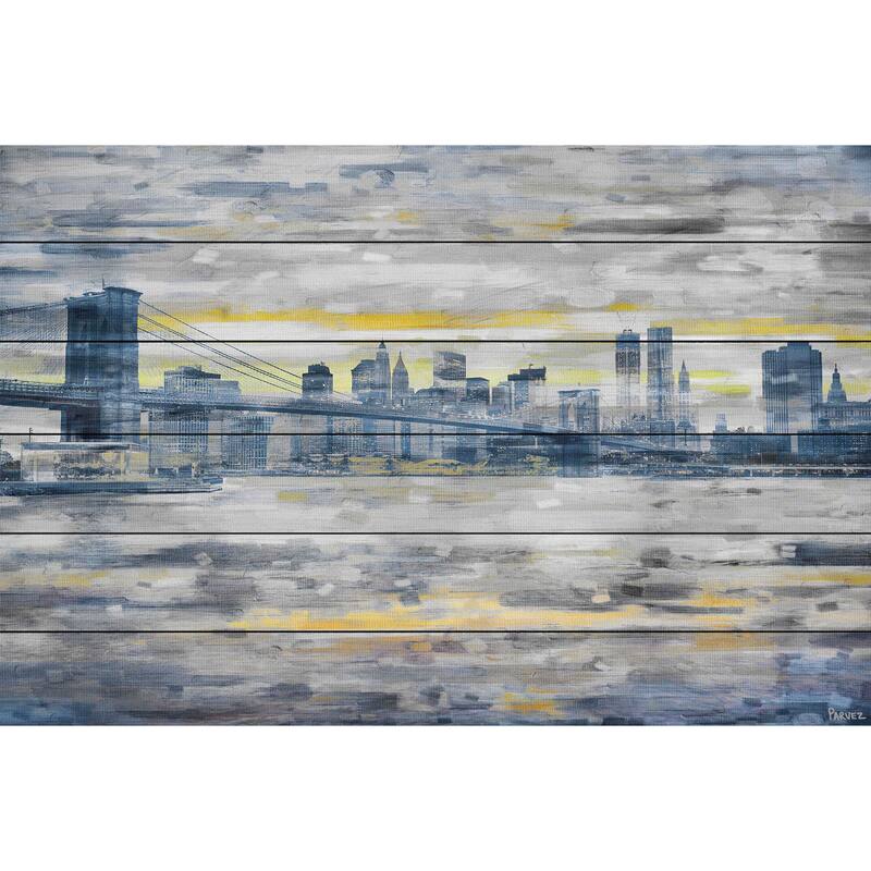 Parvez Taj 'From Across the Water' Painting Print on White Wood - Multi-color