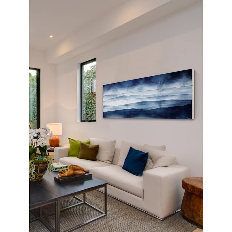 Parvez Taj 'Blue Mountains' Wall Art Print on White Wood