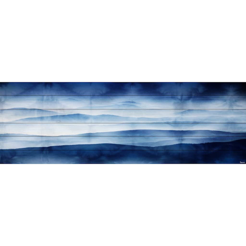 Parvez Taj 'Blue Mountains' Wall Art Print on White Wood