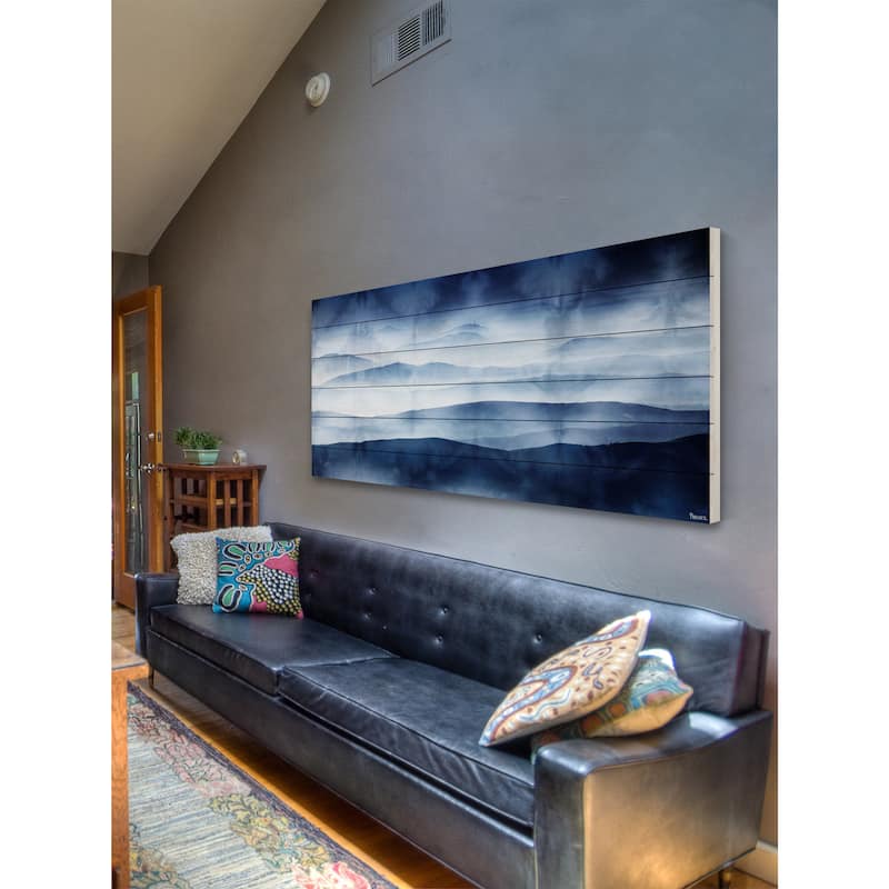 Parvez Taj 'Blue Mountains' Wall Art Print on White Wood