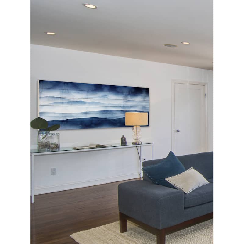 Parvez Taj 'Blue Mountains' Wall Art Print on White Wood